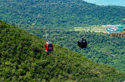 High angle view of overhead cable car on landscape