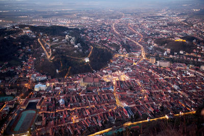 High angle view of buildings in city