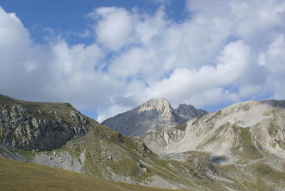 Low angle view of mountains against sky