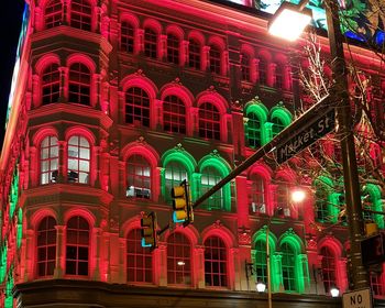 Low angle view of illuminated building
