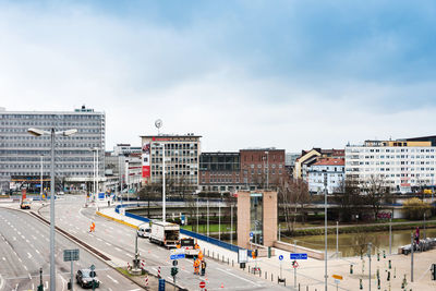 Road against buildings in city