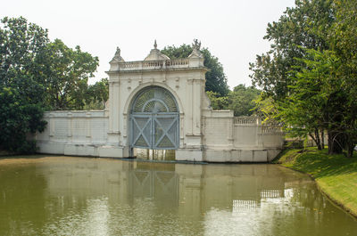 Reflection of building in water