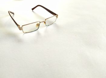 High angle view of eyeglasses on table