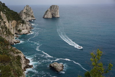 High angle view of sea against sky