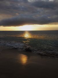 Scenic view of sunset over sea