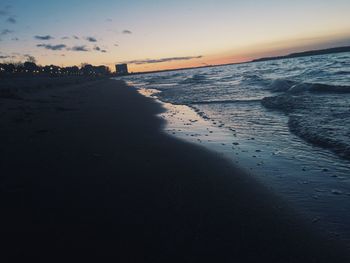 Scenic view of beach during sunset