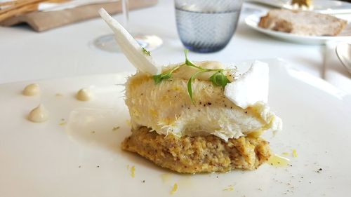 Close-up of food in plate on table