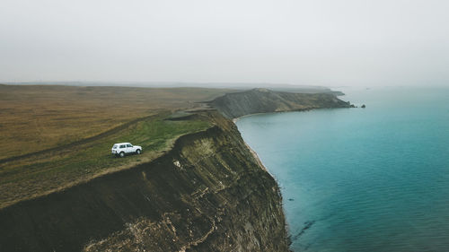 High angle view of sea against sky