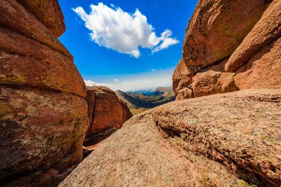 Panoramic view of rocky mountains against sky