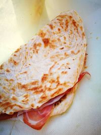 High angle view of breakfast on table