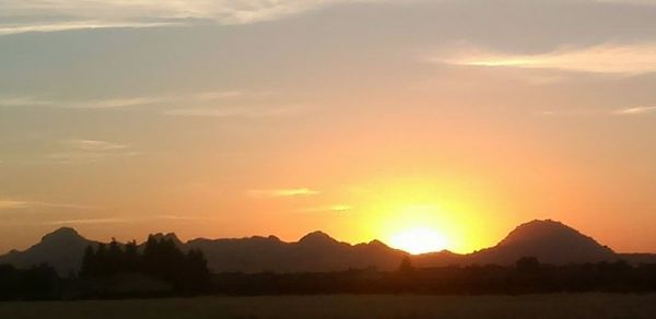 Silhouette of mountains at sunset