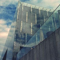 Low angle view of modern building against sky