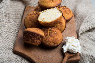 High angle view of bread in plate
