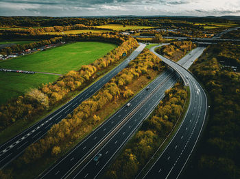 High angle view of agricultural field