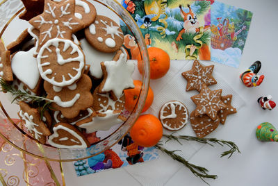 High angle view of christmas decoration