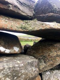 Close-up of rocks on landscape