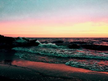 Scenic view of sea during sunset