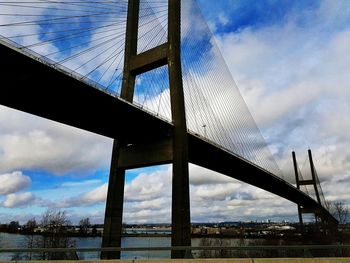 Low angle view of metal structure against sky