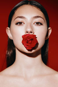 Portrait of young woman with eyes closed