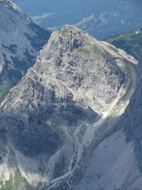 Aerial view of snowcapped mountains against sky