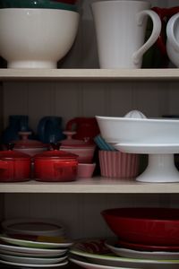 Stack of shelf in kitchen