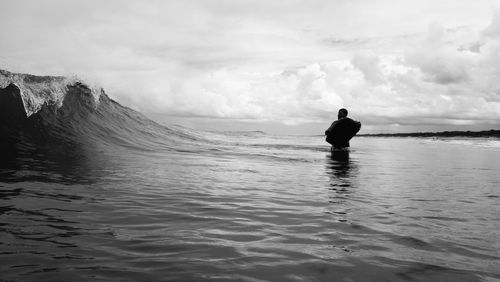 Male tourist in the sea