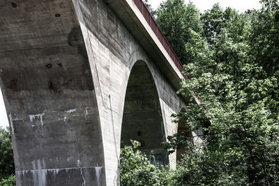 Low angle view of built structure against trees