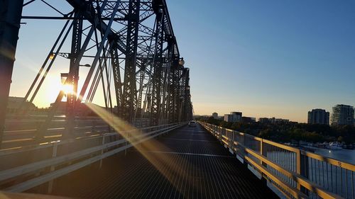 View of suspension bridge in city