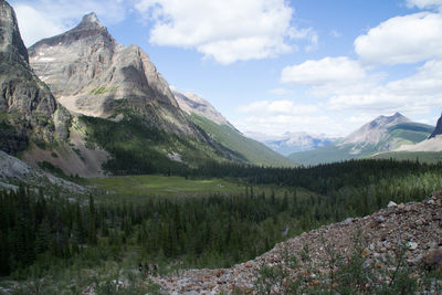 Scenic view of mountains against sky
