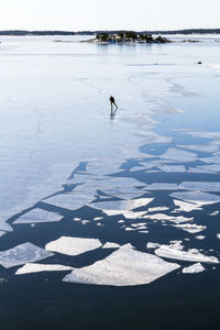 Person ice-skating on frozen water