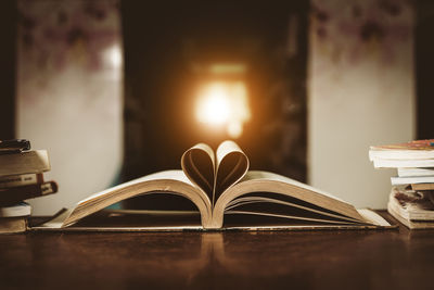 Close-up of heart shape on table