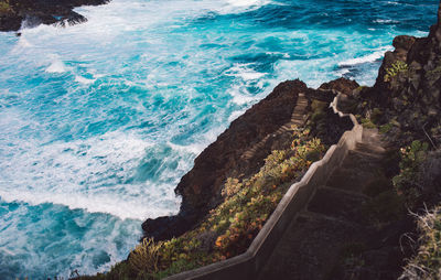 High angle view of beach