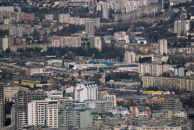 High angle view of buildings in city