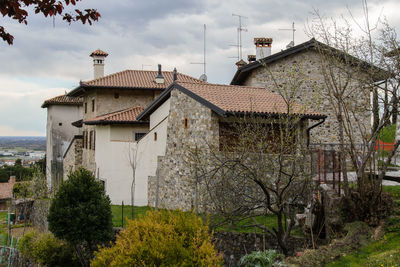 House by building against sky