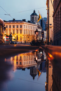 Reflection of buildings in city