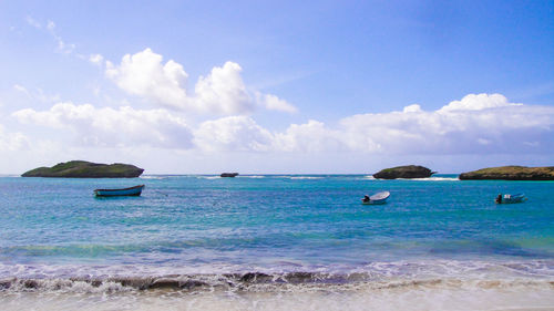Scenic view of sea against cloudy sky