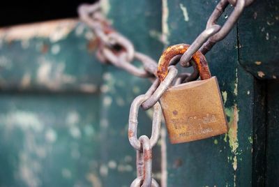 Close-up of padlock on rope