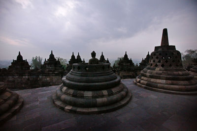 Panoramic view of temple building against sky