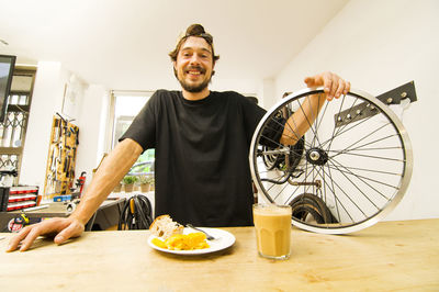 Portrait of smiling man in plate