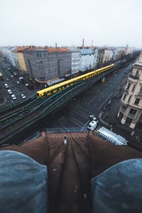 High angle view of cityscape against sky