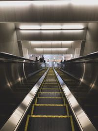 High angle view of escalator at subway station