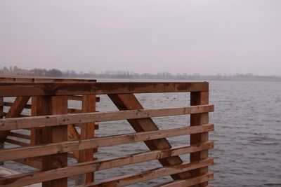 Close-up of wood against clear sky