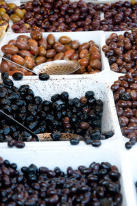 High angle view of fruits in container