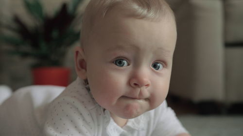 Close-up portrait of cute baby boy