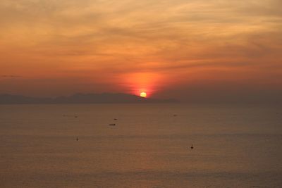 Scenic view of sunset over sea