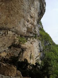 Low angle view of rock formations against sky