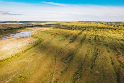 Scenic view of land against sky