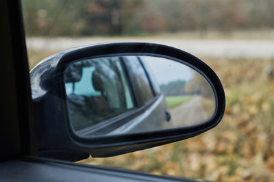 Close-up of side-view mirror