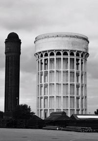 Low angle view of water tower against sky