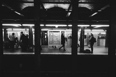 People at railroad station